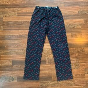 Calvin Klein Fleece Pajama Lounge Sleep Pants Boys XL (12-16) Black Allover Logo
